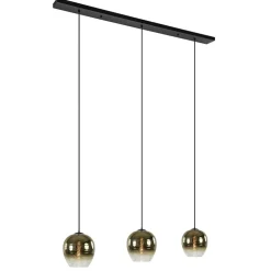 Chique hanglamp 3-lichts zwart met goud