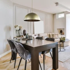 Chique hanglamp mat goud met zwarte binnenzijde