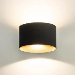 Chique LED buitenlamp wand zwart met goud IP54