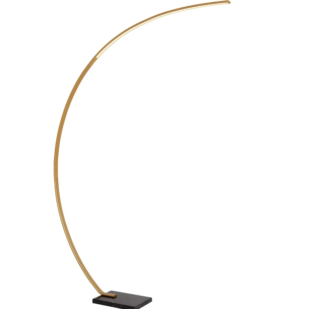 Chique LED vloerlamp goud met zwart marmer