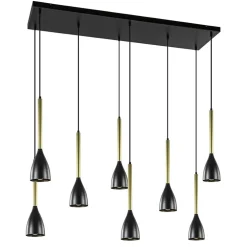 Chique 8-lichts hanglamp zwart met goud