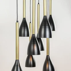 Chique 8-lichts hanglamp zwart met goud