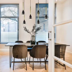 Chique 8-lichts hanglamp zwart met goud