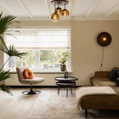 Chique 3-lichts plafondlamp zwart met goud glas