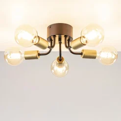 Chique plafondlamp mat zwart met goud