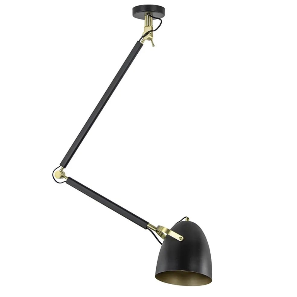 Chique plafondlamp zwart met goud verstelbaar