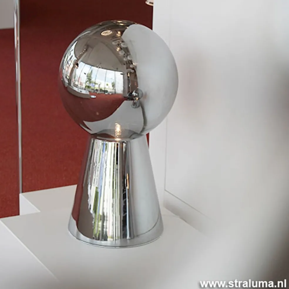 Chique tafellamp donker chroom pion XL