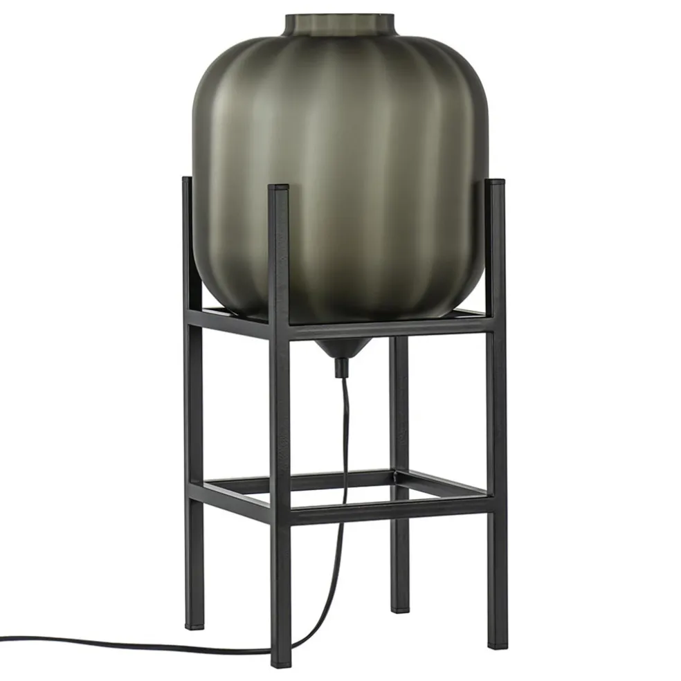 Chique tafellamp frame met mat zwart glas