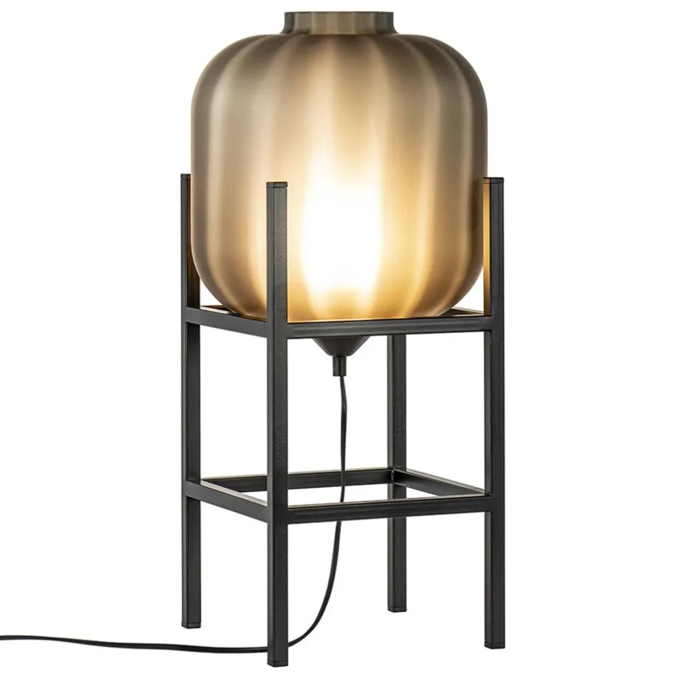 Chique tafellamp frame met mat zwart glas