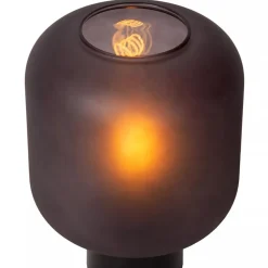 Chique tafellamp zwart met mat zwart glas