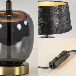 Chique tafellamp zwart/goud met kap