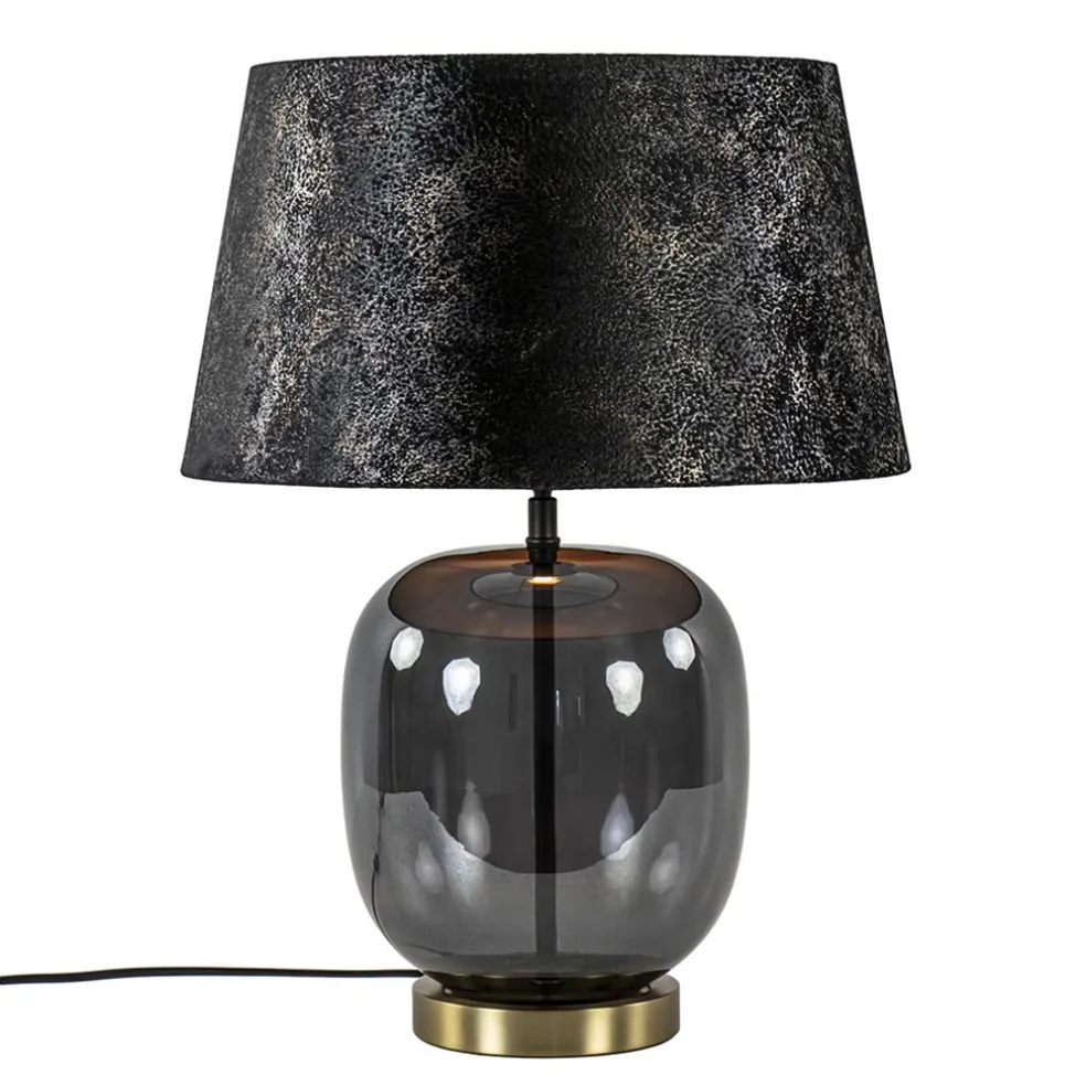 Chique tafellamp zwart/goud met kap