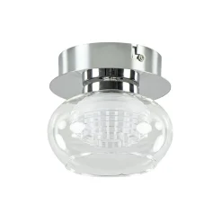 Chromen plafondlamp met helder glas incl. LED