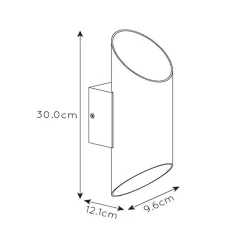 Cilinder wandlamp zwart goud up+down