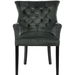 Comfortabele armstoel donker grijs met zwarte poot