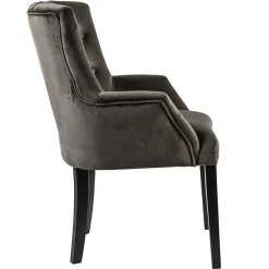 Comfortabele armstoel donker taupe met zwarte poot