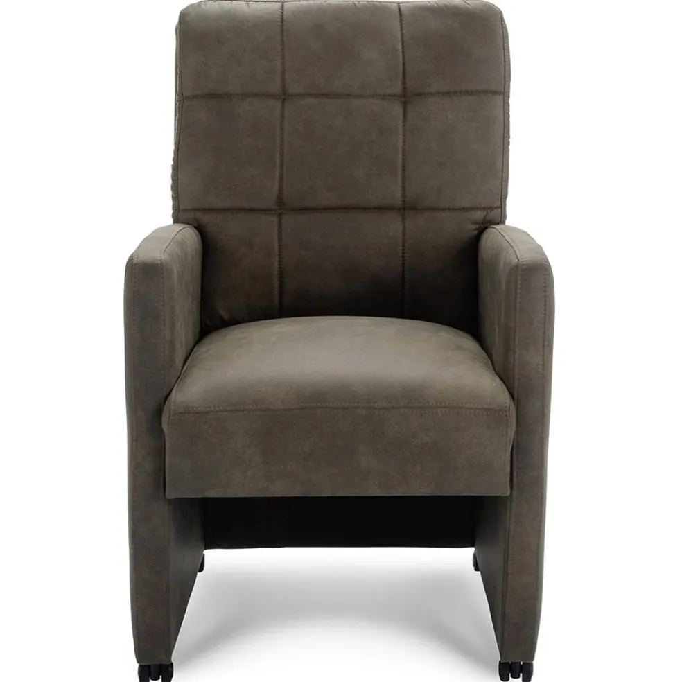 Comfortabele armstoel olijf groen met wieltjes en handgreep