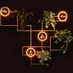 Decoratief metalen wandrek inclusief potten