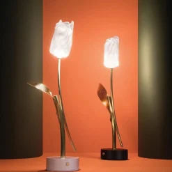 Decoratieve LED tafellamp Tullip zwart/goud dimbaar