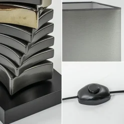 Decoratieve vloerlamp grijs/goud met vierkante kap