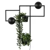 Decoratieve wandlamp zwart met 2 plantenpotten
