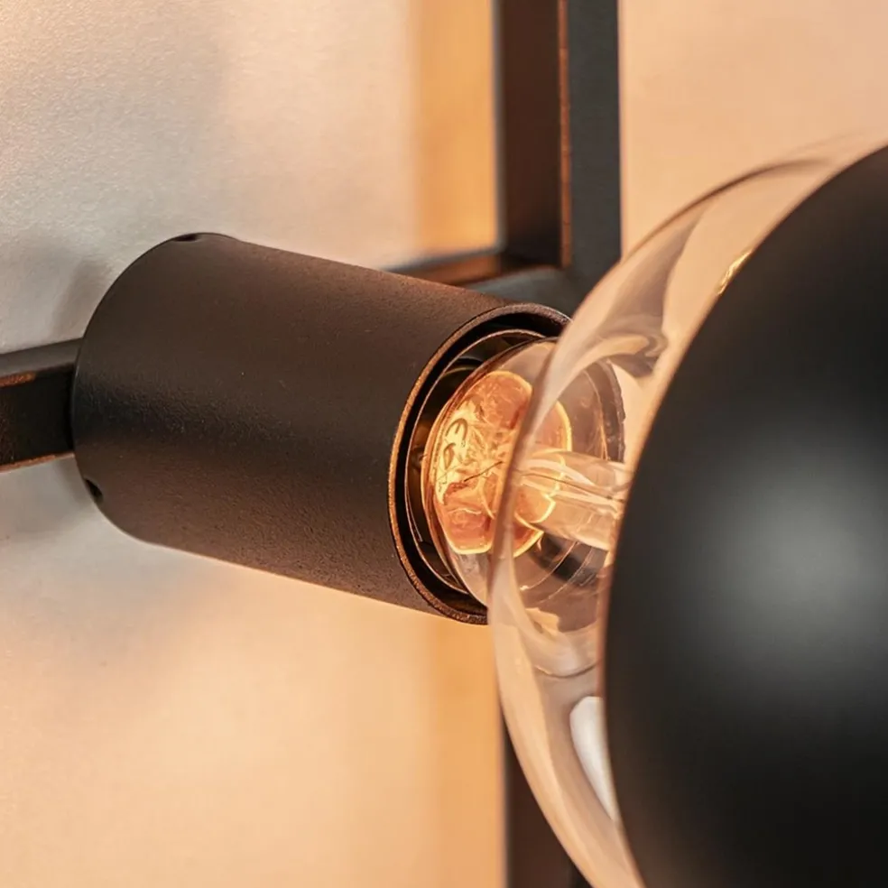 Decoratieve wandlamp zwart inclusief potten