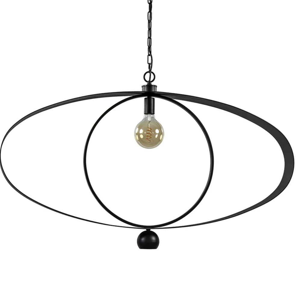 Design hanglamp textured black ovaal