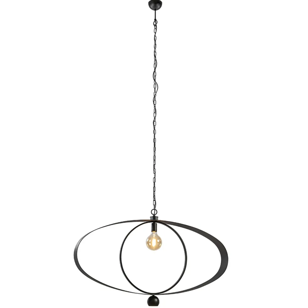 Design hanglamp textured black ovaal
