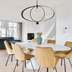 Design hanglamp textured black ovaal