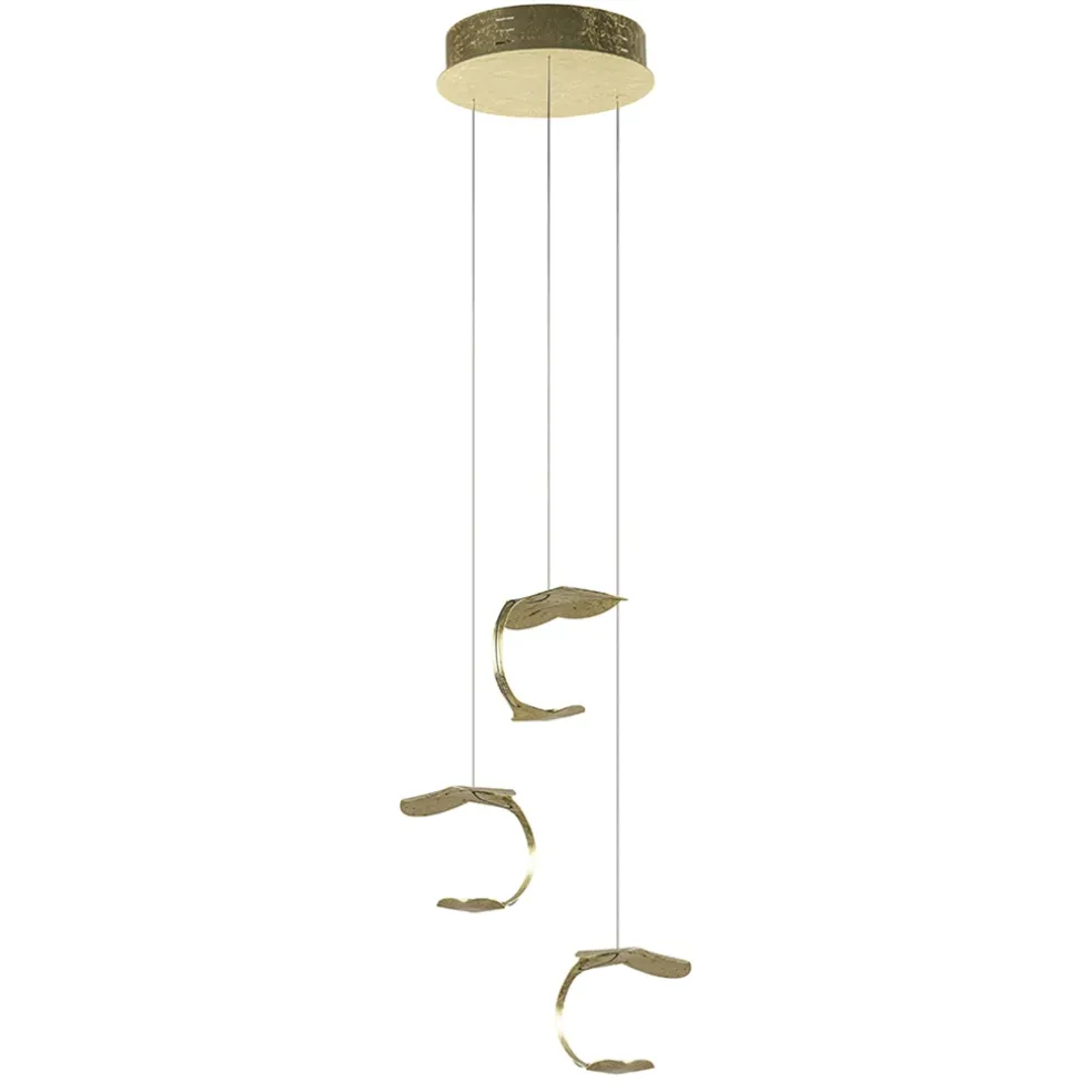 Design LED hanglamp 3-lichts rond goldleaf