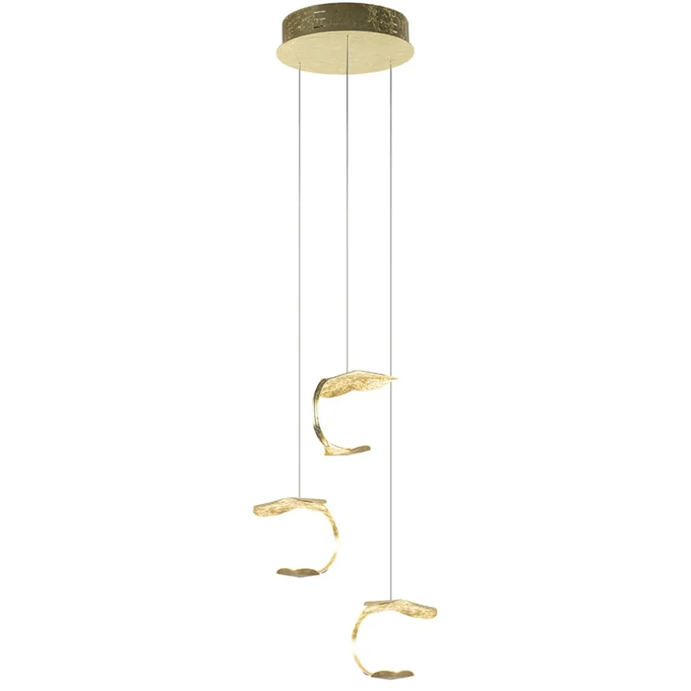 Design LED hanglamp 3-lichts rond goldleaf