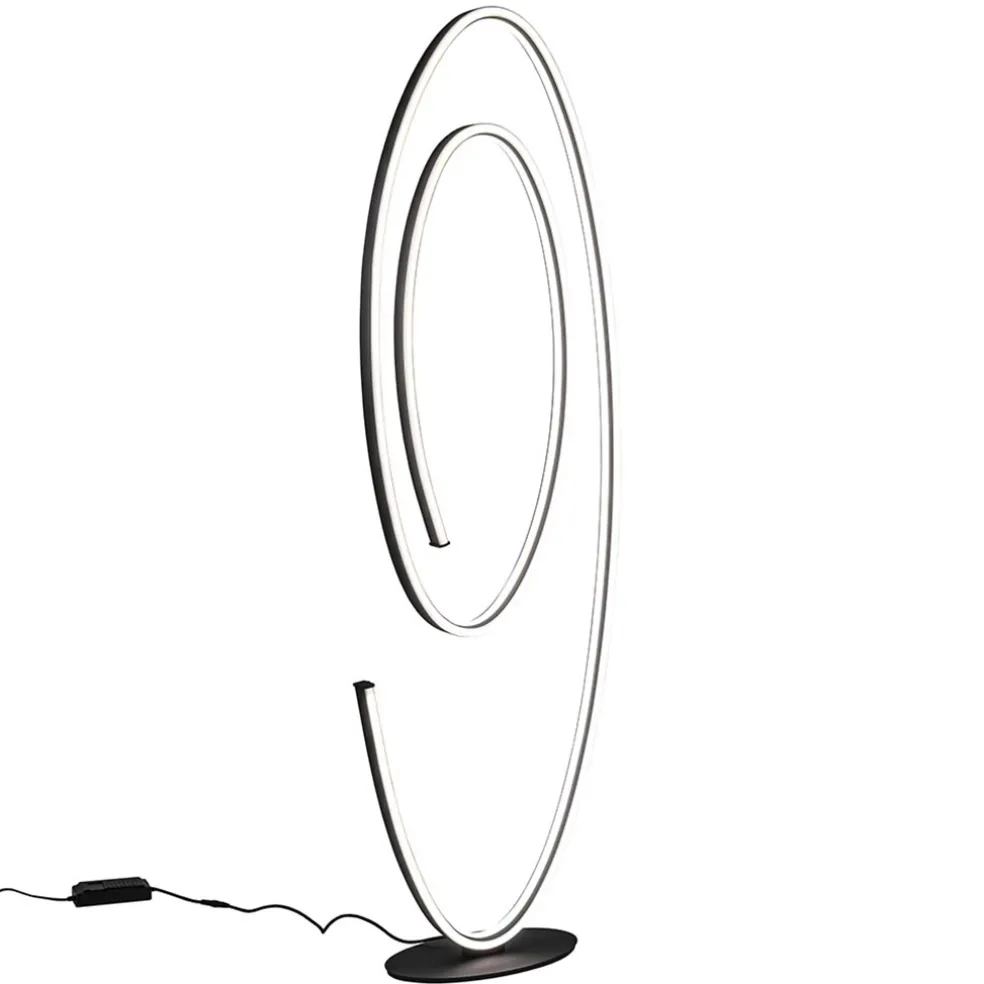 Design LED vloerlamp ovaal mat zwart dimbaar