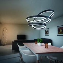 Design LED vloerlamp ovaal mat zwart dimbaar