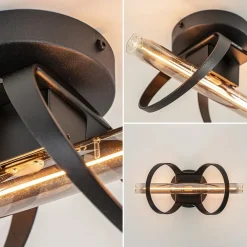 Design plafond/wandlamp mat zwart