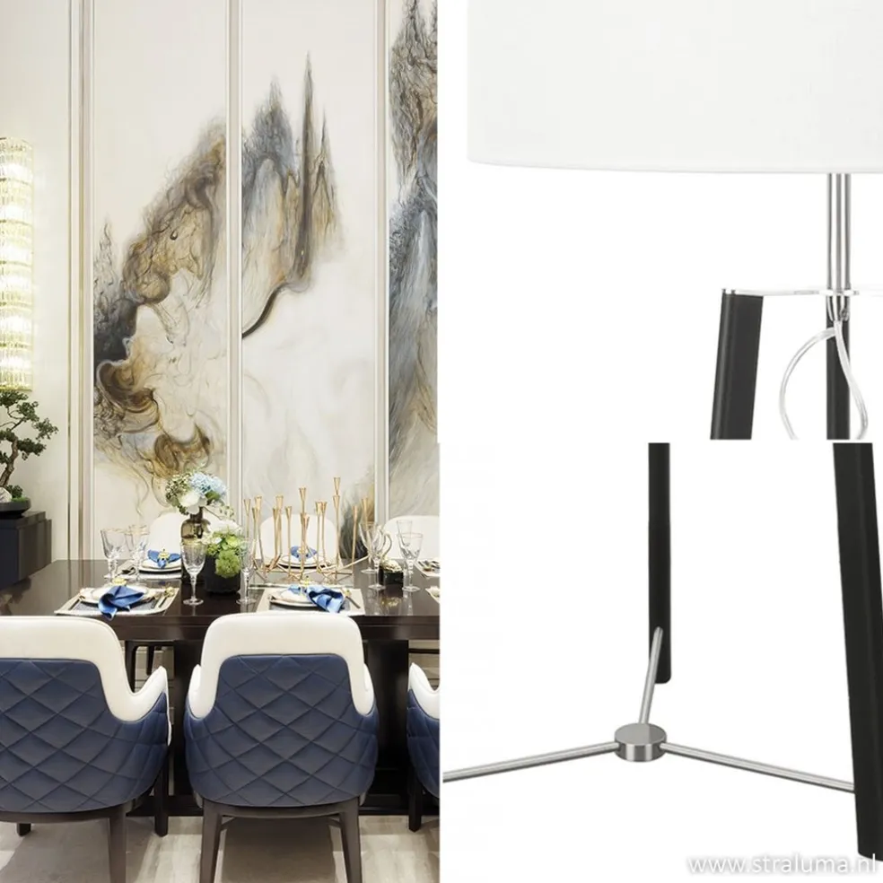 Design staande lamp zwart staal dimbaar