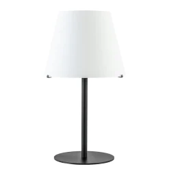 Design tafellamp mat zwart met witte glazen kap