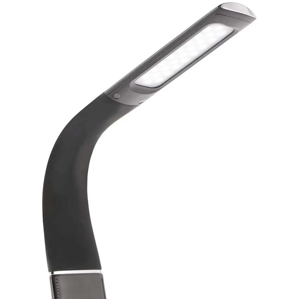 Design tafellamp zwart met klok en dimbaar LED