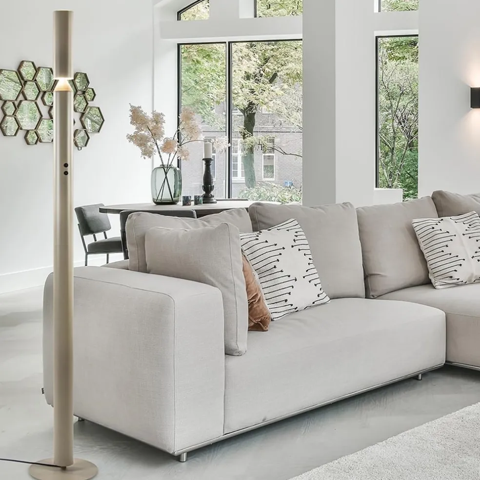 Design vloerlamp beige up+down