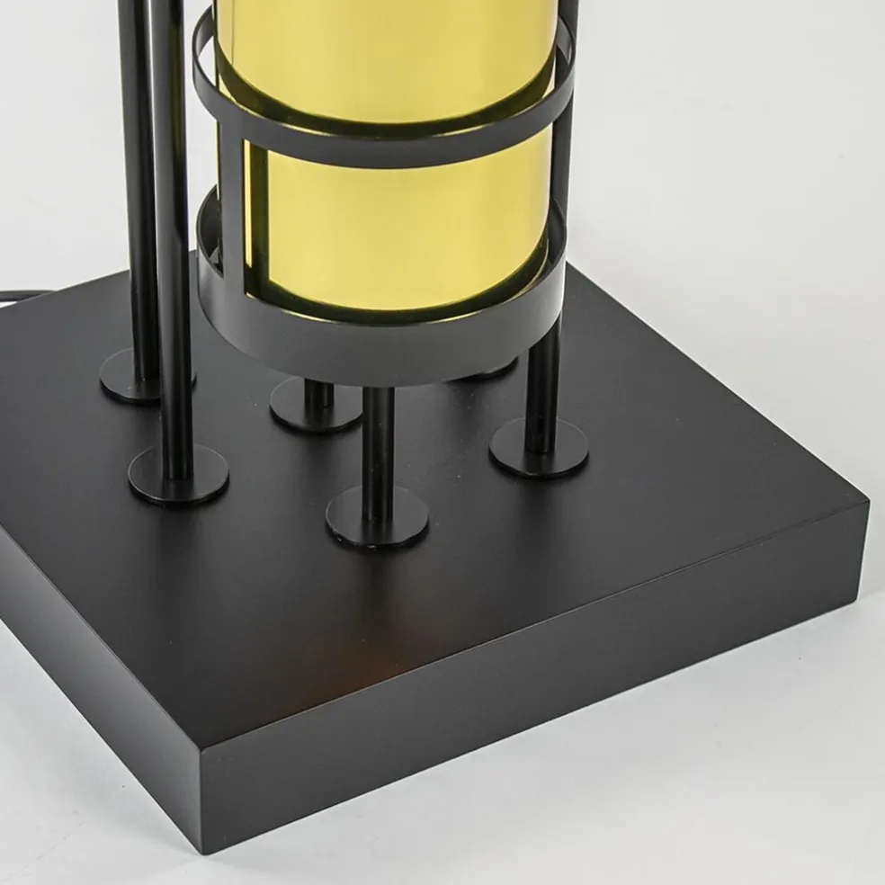 Design vloerlamp met cilinder kappen zwart/goud