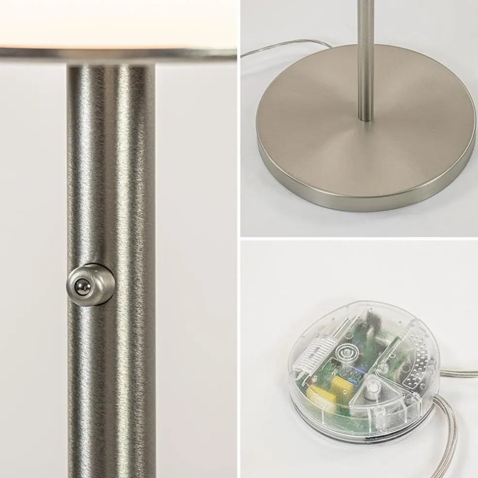 Design vloerlamp nikkel met opaal glas en uplighter
