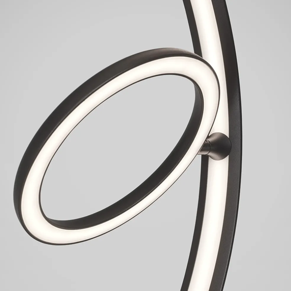 Design vloerlamp zwart met dubbele LED ring