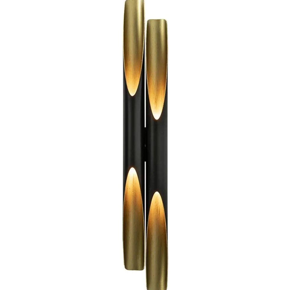 Design wandlamp Pipes mat zwart met goud