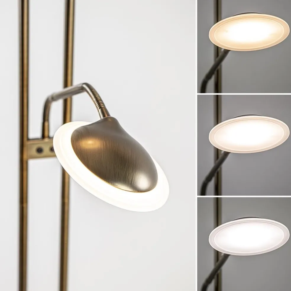 Dimbare LED uplighter met leeslamp donker brons