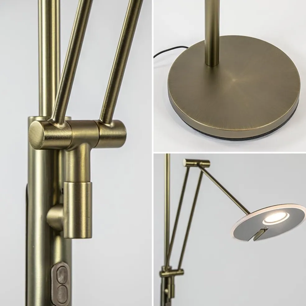 Dimbare LED uplighter met leeslamp donker brons