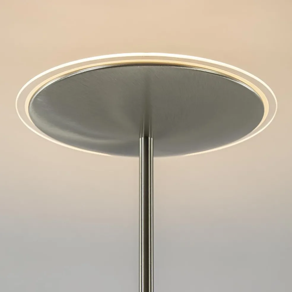 Dimbare LED uplighter vloerlamp nikkel