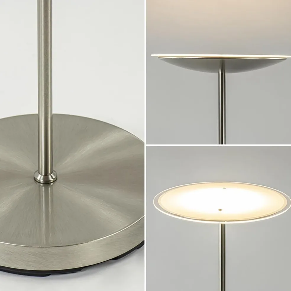 Dimbare LED uplighter vloerlamp nikkel