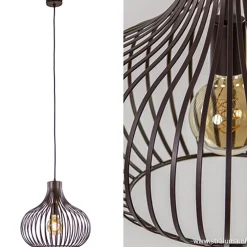 Draadhanglamp landelijk brons-bruin 38cm