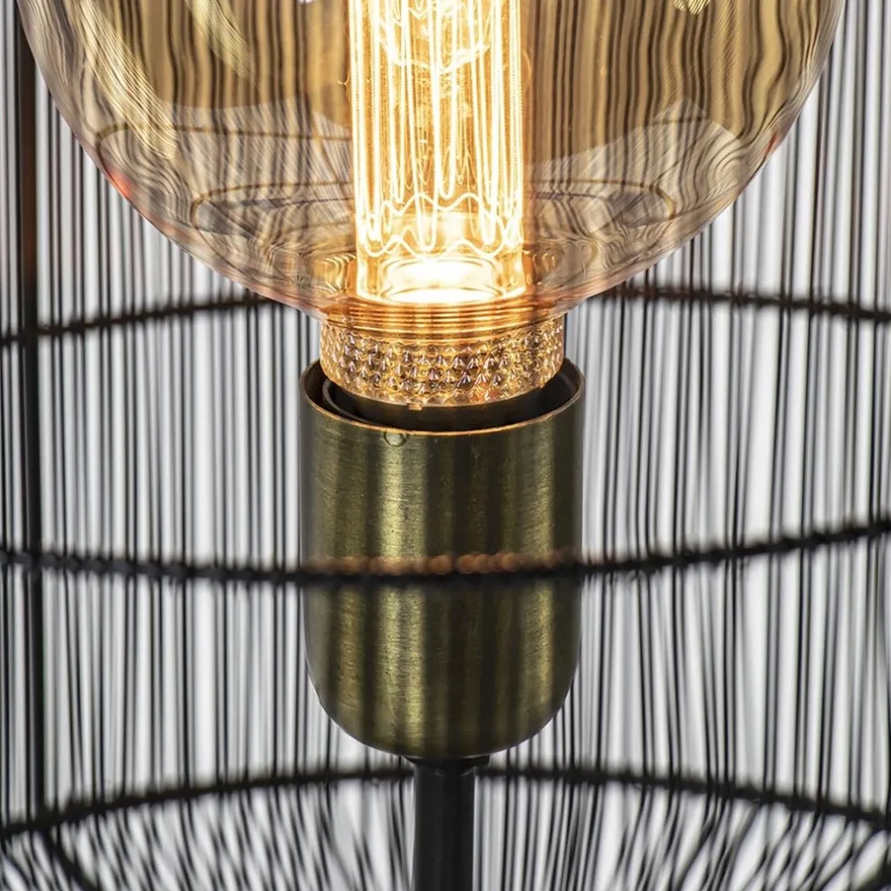 Driepoot vloerlamp Gruaro zwart met brons