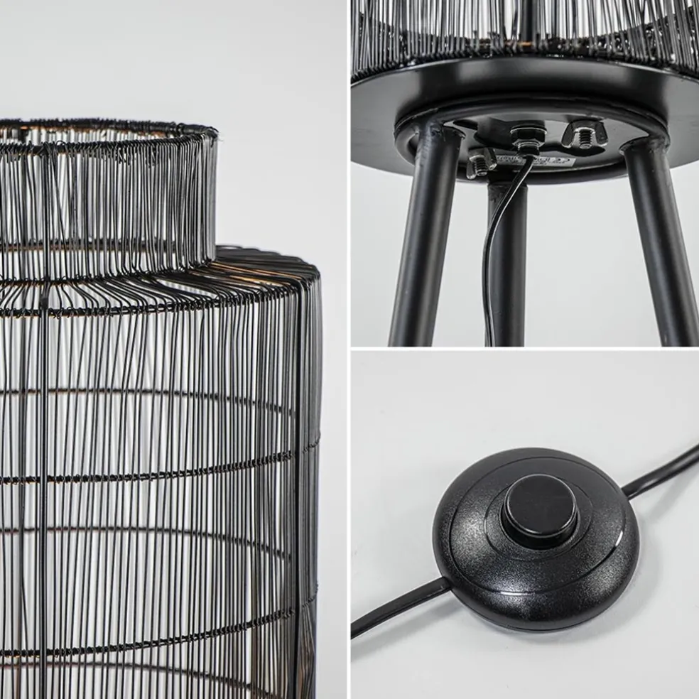 Driepoot vloerlamp Gruaro zwart met brons