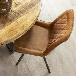 Eetkamerstoel microleder Bull camel met zwarte poot